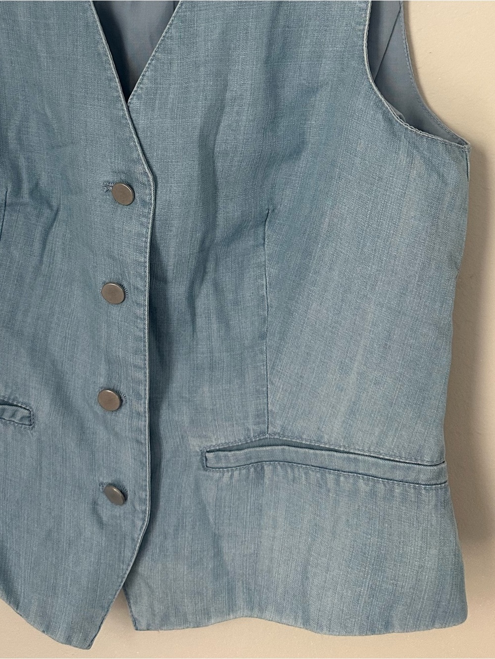 Sigrid Olsen | Light Blue Denim-Style | Sleeveless Vest - Picture 2 of 2